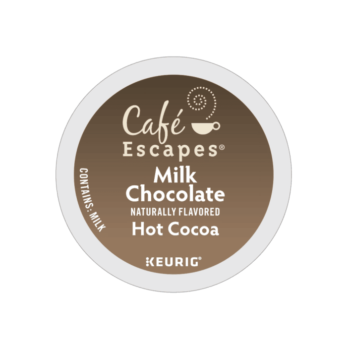 cafe escapes milk chocolate k cups lid